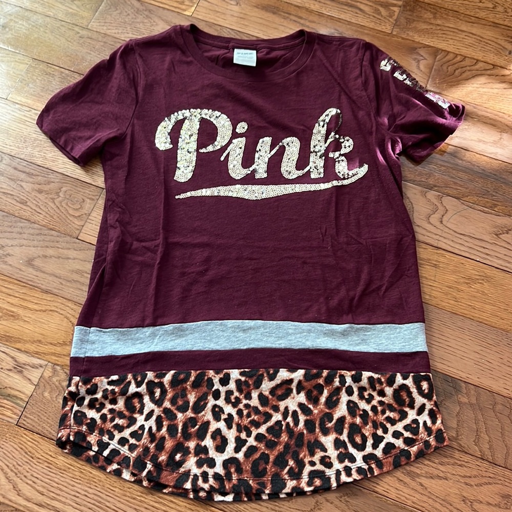 PINK SEQUIN LOGO T-SHIRT